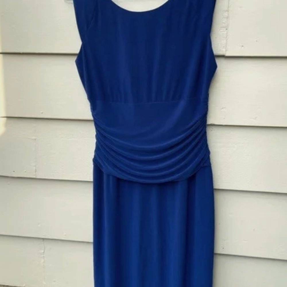 NWOT MSRP $127 Nine West Blue Ruched Sleeveless Knee-Length SZ 4 Dress